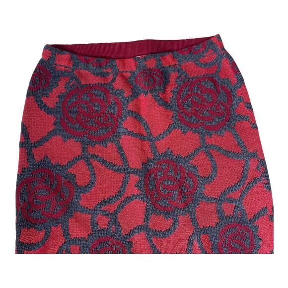 Dries Van Noten Knit Pencil Skirt Rose M Red Grey EUC - Picture 7 of 12